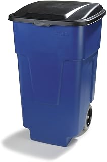 Carlisle FoodService Products 34505014 Commercial Square Rollout Bin with Hinged Lid, 50 Gallon, Blue (Pack of 2)