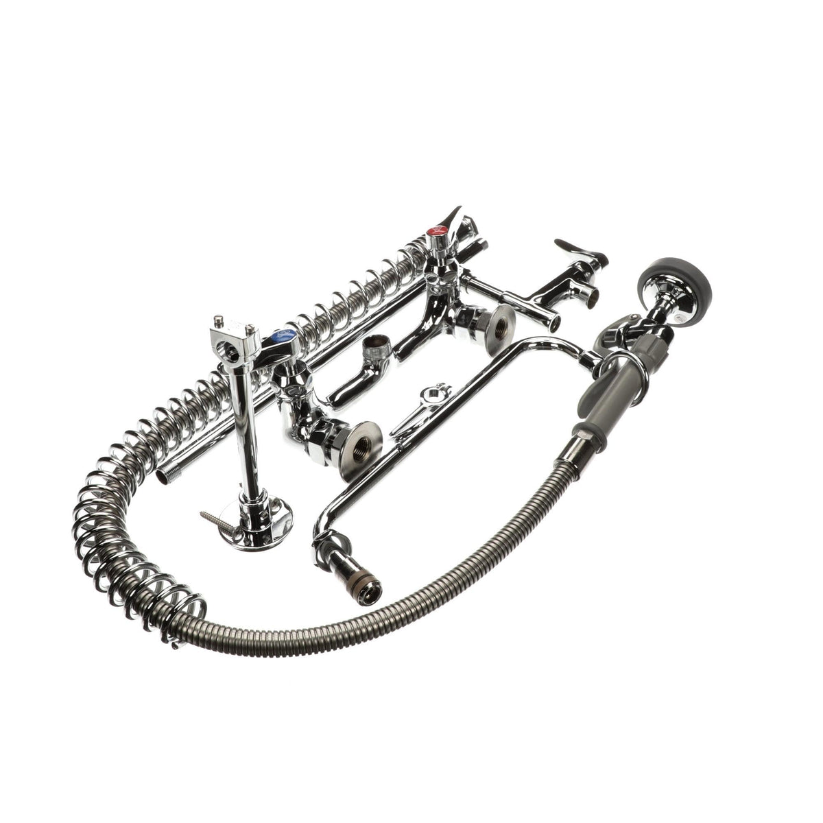 Pre-Rinse Unit with Ceramas and Wall Bracket by T&S Brass – Polished chrome plated brass, Polished Chrome, Model B-0133-12-CR-B