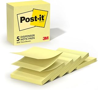 Post-it Pop-up Notes, 3 x 3 in, Canary Yellow, 5 Pads, 100 Sheets/Pad