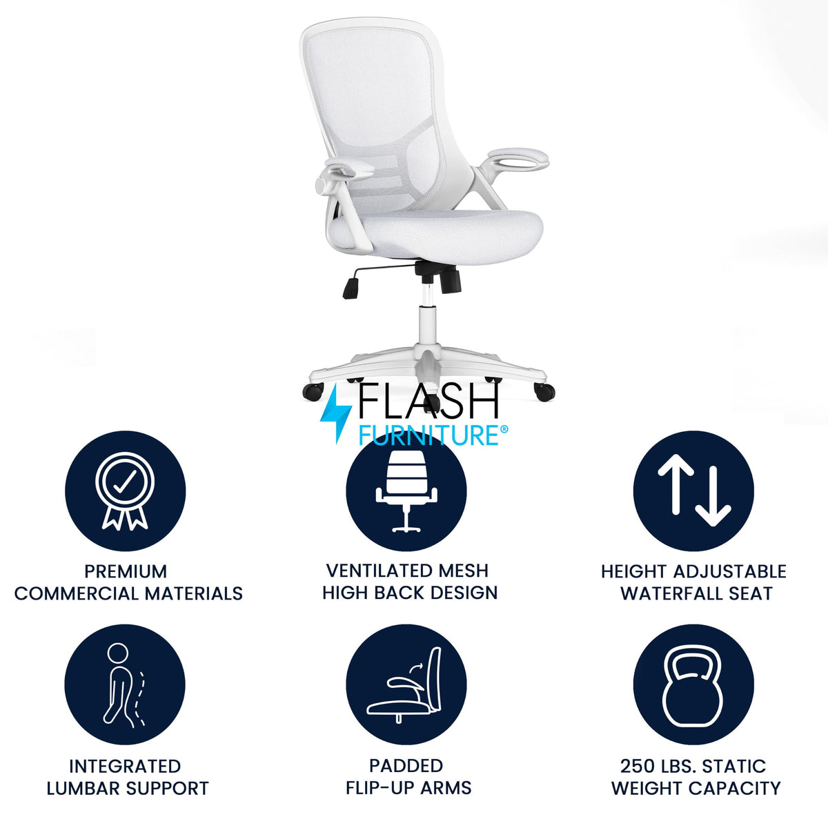 Flash Furniture White / Set of 1 / Contemporary Home Office Desk Chairs