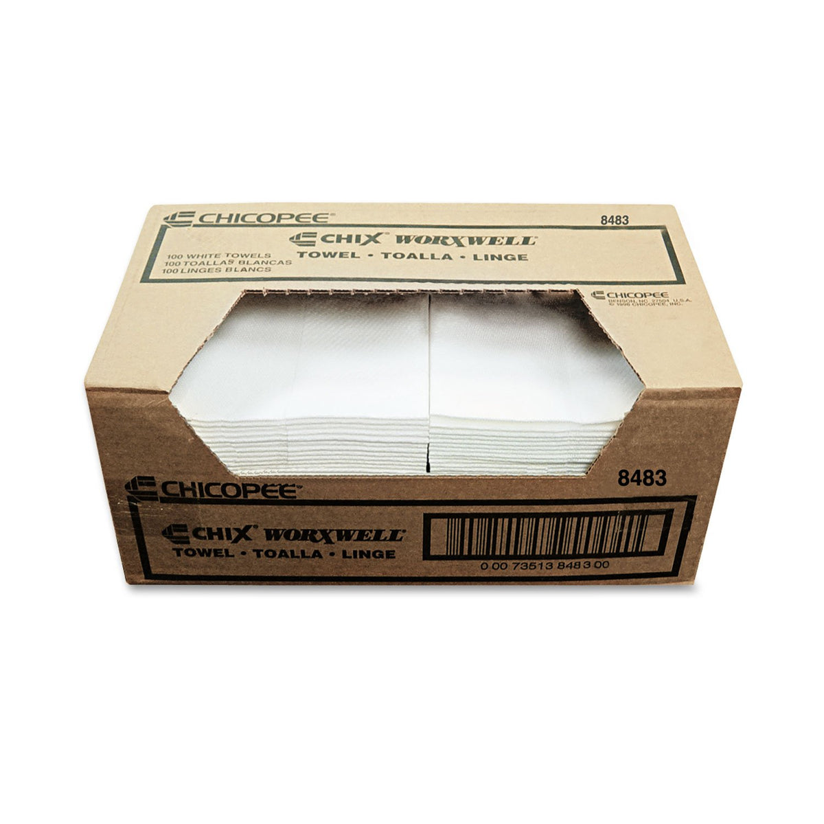Chicopee 8483 13 in. x 15 in. Flat Durawipe Shop Towels - White (300/Carton)