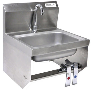 BK Resources NSF Commercial Wall Mounted Hand Sink – Stainless Steel, 14x10 Bowl with Faucet, Model BKHS-D-1410-1-BKK-PG