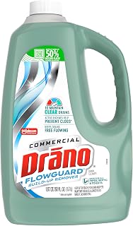 Drano Max FlowGuard Build-Up Remover, Probiotic Enzyme Drain Cleaner, 60 oz | Probiotic enzyme formula helps prevent clogs and remove odors and buildup; safe for pipes, septic systems, sinks and toilets