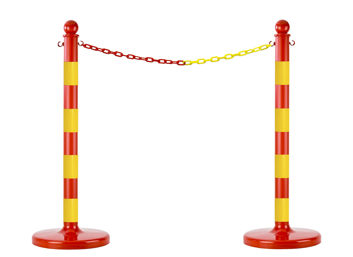 Plastic Barrier Chain by Mr. Chain – 2" Size, 100' Length, Plastic, Yellow/Red, Model 51037-100