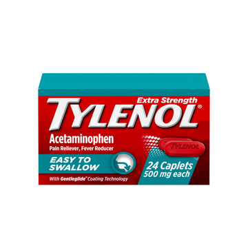 Extra Strength Easy to Swallow Acetaminophen Caplets by Tylenol – 24 Count, Red, Pack of 24, Model Tylenol Extra Easy to Swallow