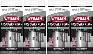 Microfiber Cloth for Stainless Steel by Weiman – 13.8 x 13.8 inches (Pack of 4), Microfiber, Grey, Pack of 4, Model 504DPK2