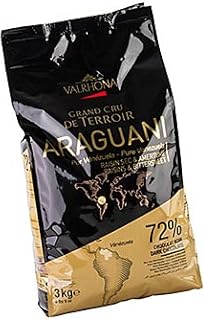 VALRHONA Dark Chocolate Pistoles - 72%, Araguani - 1 bag - 6.6 lb