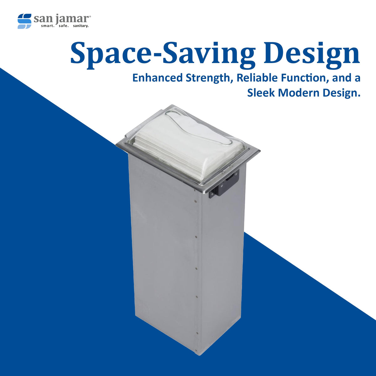 In-Counter Napkin Dispensers by San Jamar – Stainless Steel, Clear, Model H2001CLSS