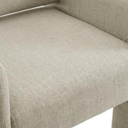 Fabric-Upholstered Dining Chair with Arms and Thick Cushion by Furnifact – Polyester, Linen Brown