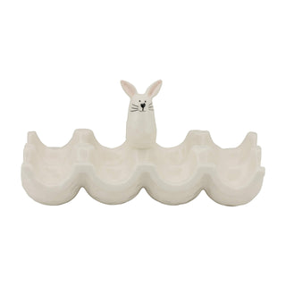 Bunny Egg Crate Serving Platter by 10 Strawberry Street – 8-section, Dolomite, White, Model EGGCRT-ORG-BUN