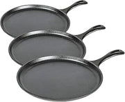 Round Seasoned Cast Iron Griddle by Lodge – 10.5 Inch (Pack of 3), 4.5 pounds, Cast Iron, Negro, Pack of 3