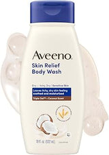Aveeno Skin Relief Body Wash for Dry Skin, Gentle Coconut Scent and Soothing Triple Oat Formula, Moisturizing Body Wash Leaves Itchy, Dry Skin Cleansed & Feeling Soothed & Moisturized, 18 Fl Oz
