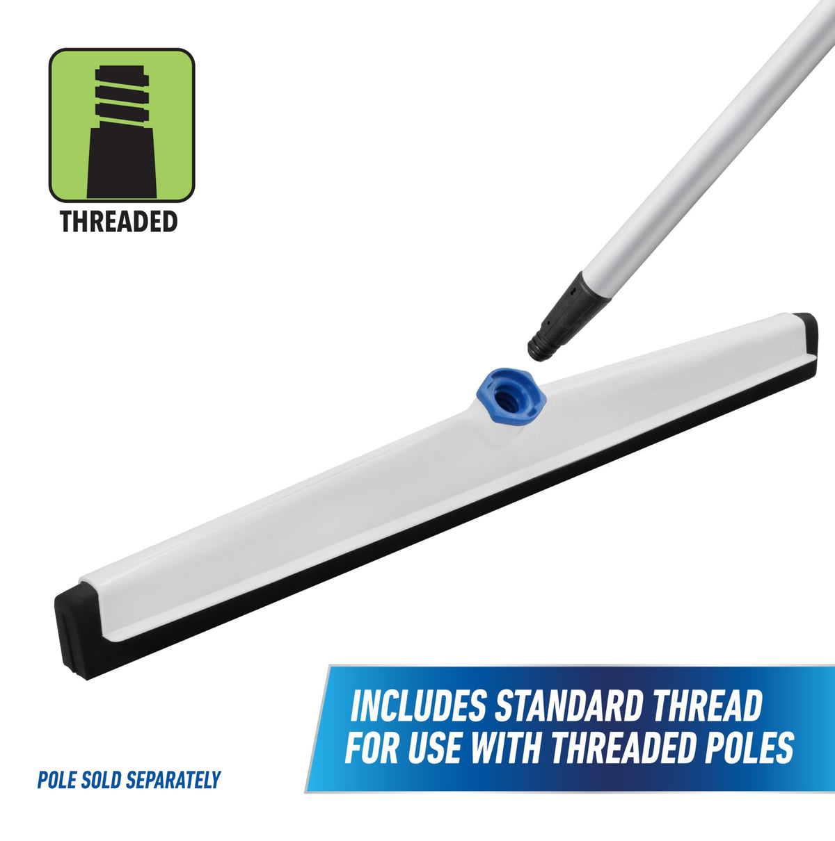 AquaFlex 22" Floor Squeegee with Splash Guard by UNGER – 22", Natural Foam, Ruc, No Handle, Model 961350