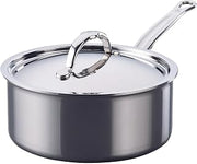 Hestan NanoBond Molecular Titanium Saucepan with Lid, 3-Quart - PFAS-Free Stainless Steel, 4x Stronger, 1050°F Oven Safe, Induction Compatible, Handcrafted Italy