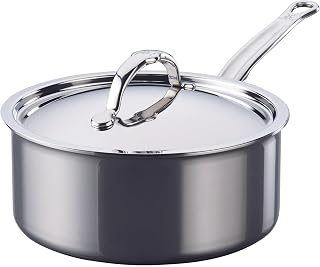 Hestan NanoBond Molecular Titanium Saucepan with Lid, 3-Quart - PFAS-Free Stainless Steel, 4x Stronger, 1050°F Oven Safe, Induction Compatible, Handcrafted Italy