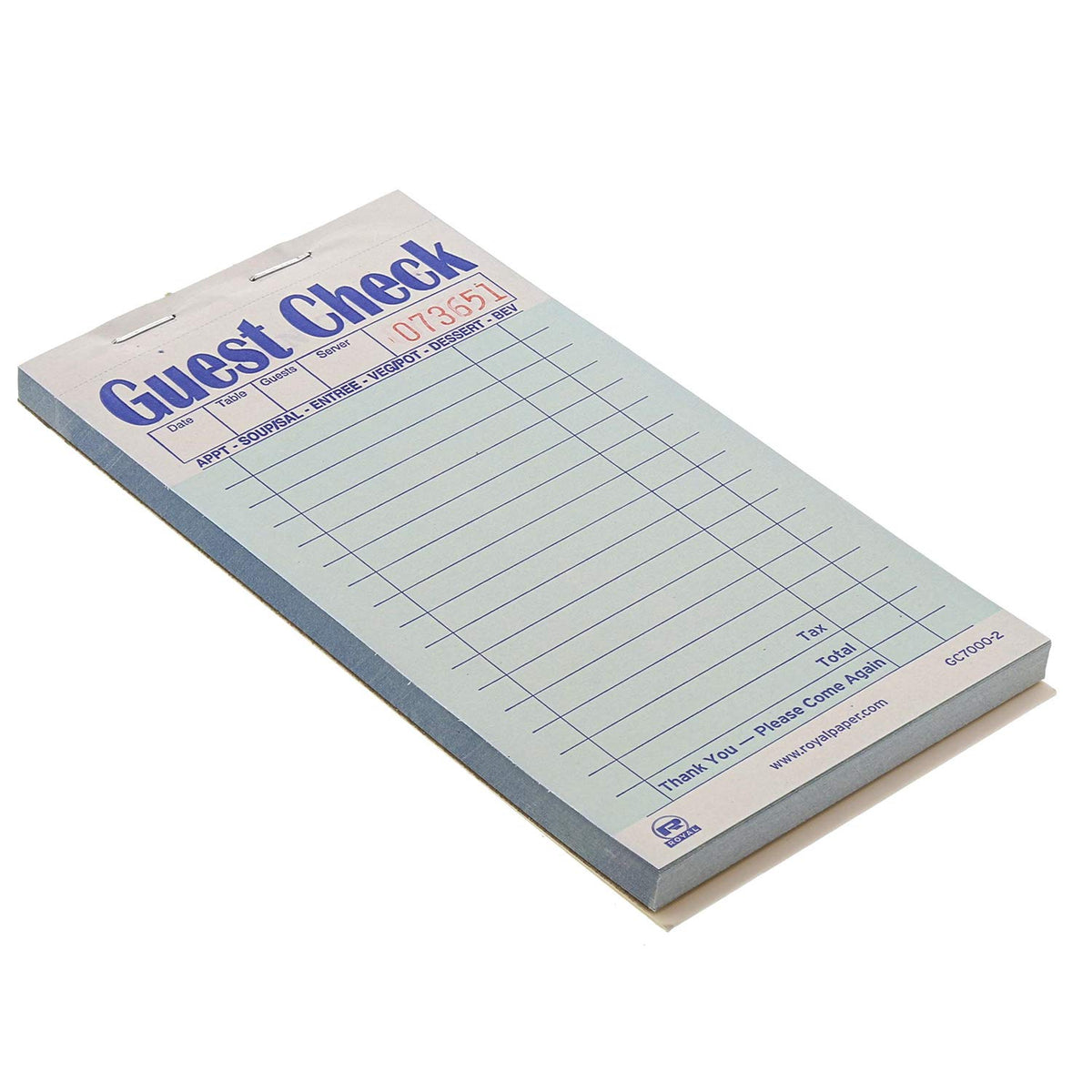 AmerCare Royal Green Guest Check Paper Receipt Book by AmerCareRoyal – Green, Model GC7000-2-C