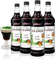 Monin Flavored Syrup, Irish Cream, 33.8-Ounce Plastic Bottles (Pack of 4)