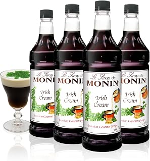 Monin Flavored Syrup, Irish Cream, 33.8-Ounce Plastic Bottles (Pack of 4)