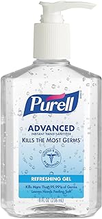 Purell Advanced Hand Sanitizer Refreshing Gel, Clean Scent, 8 fl oz Pump Bottle (Pack of 12), 9652-12