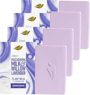 Dove Plant Milk Cleansing Bar Soap Macadamia Milk & Willow Lavender Serenity Seeker 4 Count for Moisturized Skin Gentle Cleanser, No Sulfate Cleansers or Parabens, 98% Biodegradable Formula 5 oz
