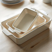 KooK Ceramic Baking Dish Set, Small Medium Large, Cream