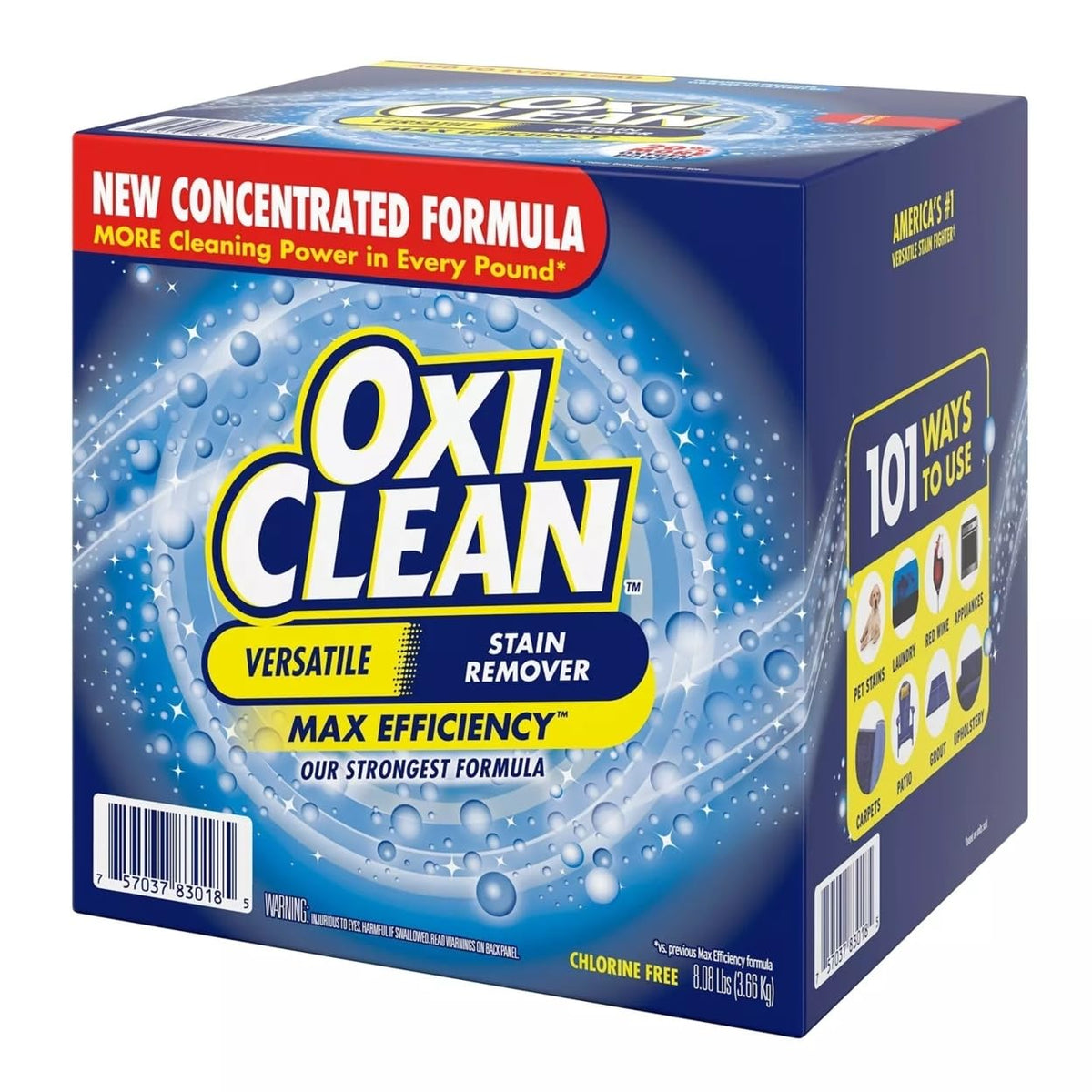 Max Efficiency Versatile Stain Remover Powder (8.08 lbs.) by OxiClean – 129.28 Ounce (Pack of 1), Model 5703754751