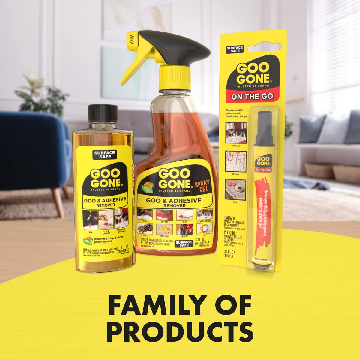 Adhesive Remover Spray Gel by Goo Gone – 12 Fl Oz (Pack of 8 + Sticker Lifter), orange, Pack of 8, Model 2206ZBP