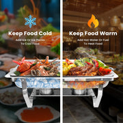 Powerfuel Chafing Dishes, 11 Quart Rectangular Stainless Steel, 4 Pack Silver