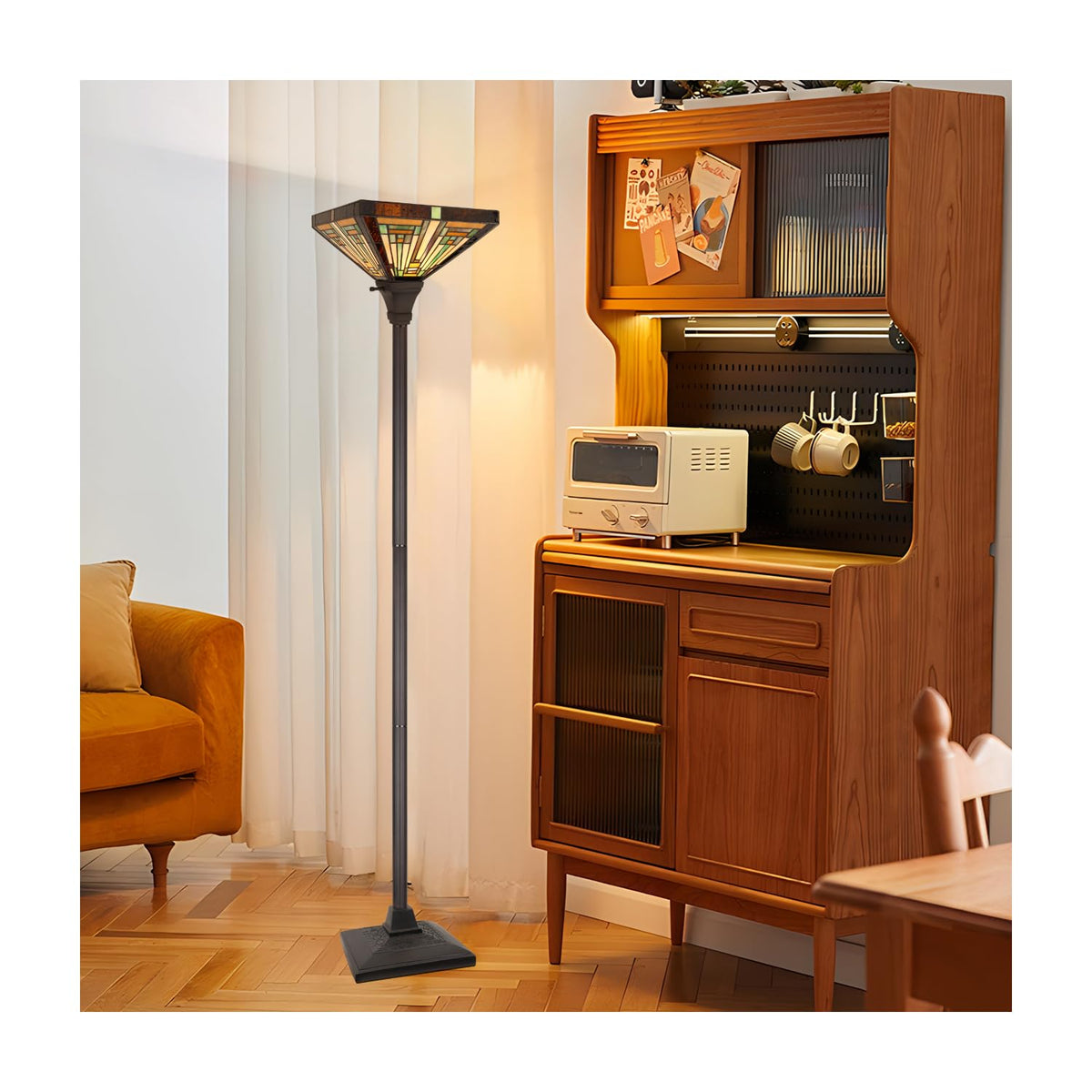 CH33359MR12-TF1 Torchiere Floor Lamp by Chloe Lighting – exact color of each glass piece may vary due to each piece being hand crafted