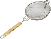 Excellante Reinforced Double Mesh Strainer with Fine Flat Handle Wooden Handle, Double, Fine, 10.5"