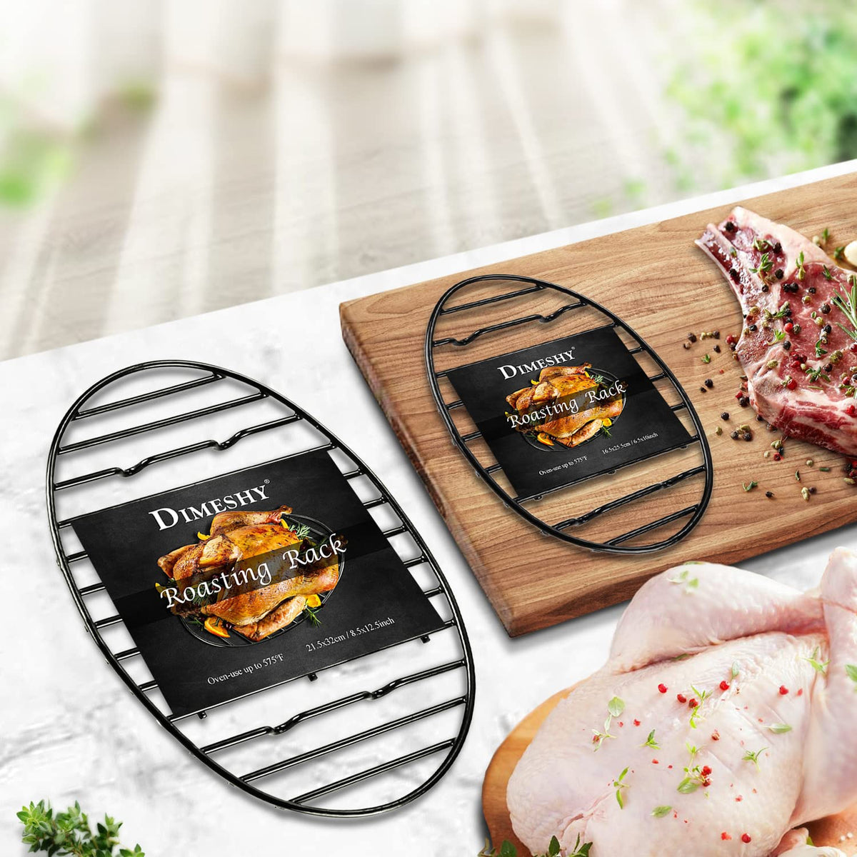 Dimeshy Roasting Rack, Enamel Coated Steel, 10 x 6.5 Inch, Black