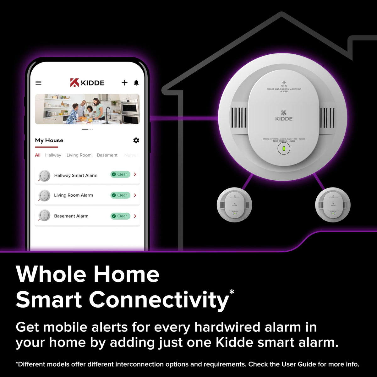 Hardwired Kidde App Enabled Smart Smoke and Carbon Monoxide Detector – 5 Inches, Plastic, White, Model 30CUAR-W