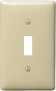 Hubbell NPJ1I 1-Gang Toggle Switch Wall Plate, Unbreakable Nylon, Mid-Size, Ivory