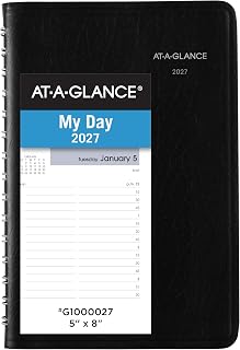 AT-A-GLANCE 2027 Appointment Book Planner, Daily, 5" x 8", Quarter-Hourly, DayMinder, Black (G1000027)