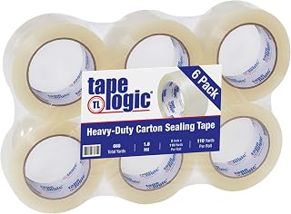 Tape Logic 2 Inch x 110 Yards Clear Acrylic Packing Tape, 1.6 Mil Thick, Pack of 6 Rolls, for Packaging, Shipping, Moving, Home and Office