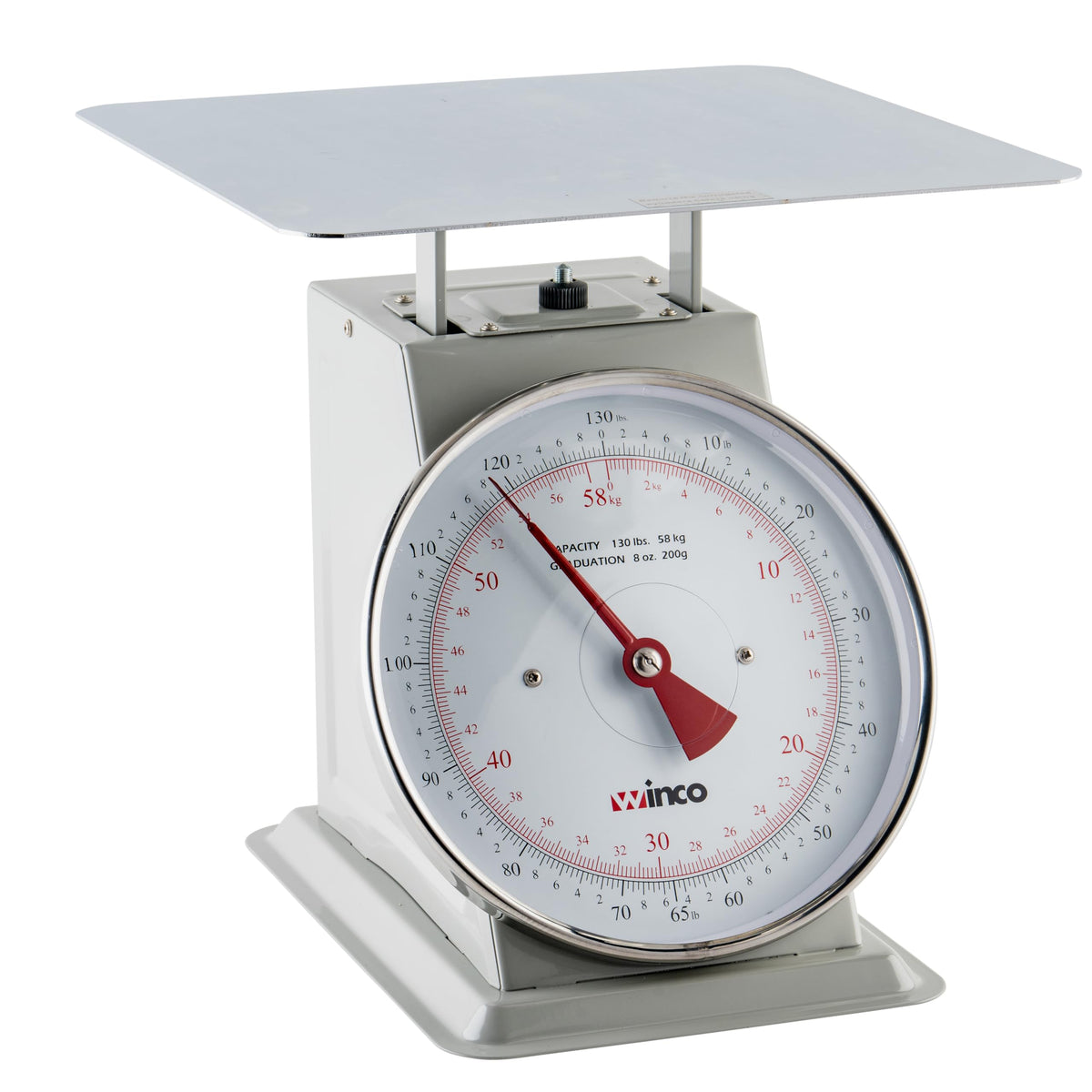 Winco 130 Pound / 9" / White, Steel Mechanical Scales