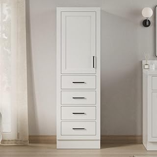 ARIEL Hepburn Bathroom Linen Storage Cabinet 65”H x 20”W x 16”D White