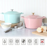 Martha Stewart Gatwick Enameled Cast Iron Dutch Oven, 7 Quart Capacity, Martha Blue