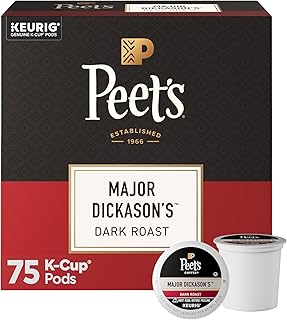 Peet's Coffee Coffee Pods, Dark Roast, Major Dickason's Blend, 75 K Cups