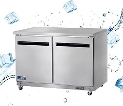 Arctic Air AUC48F 48" Two Section, Two Door Worktop Undercounter Freezer - 12 Cubic Feet, Silver, 115v