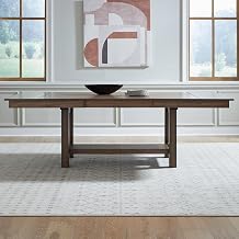 Liberty Furniture Brook Bay Dining Room Trestle Table Transitional with Two 12" Leaves - Sandstone Wood