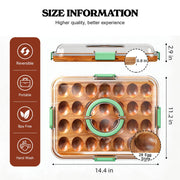 Renmxj Deviled Egg Tray with Lid, Acacia Wood Base, 28 Slots, Green