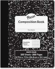 Pacon Composition Book, Black Marble, 1/5" Quadrille Ruled, 9-3/4" x 7-1/2", 100 Sheets (PMMK37103)