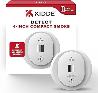 Kidde Compact Smoke Detector, AA Battery-Powered, 10SDR | 4-Inch Smoke Alarm with LED Status Lights, Loud 85 dB Alarm, Ideal for Homes and Small Spaces