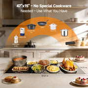 FEPPO Electric Warming Tray, 3-Panel Modular System, Deep Black
