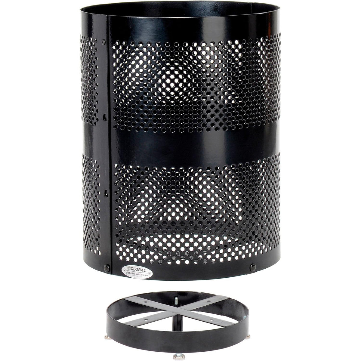 Outdoor Perforated Steel Trash Can by Global Industrial – 36.0 gallons, Steel, Black, Model 261925BKD