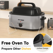 Kiss the Water Electric Roaster Oven, 28 Quart with Self Basting Lid, Silver