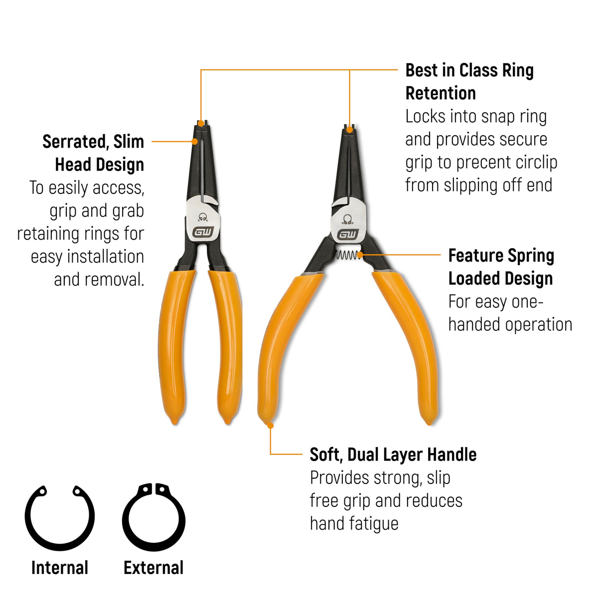 GEARWRENCH 8 Piece Fixed Joint / Black / 1 Snap-Ring Pliers