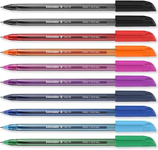 Schneider Vizz M Ballpoint Pen with Gelco Technology Multicolour Pack of 10 | Gelco Writing Technology, Waterproof ISO-Certified Ink, Recycled Plastic, For Home, Work & Office Use