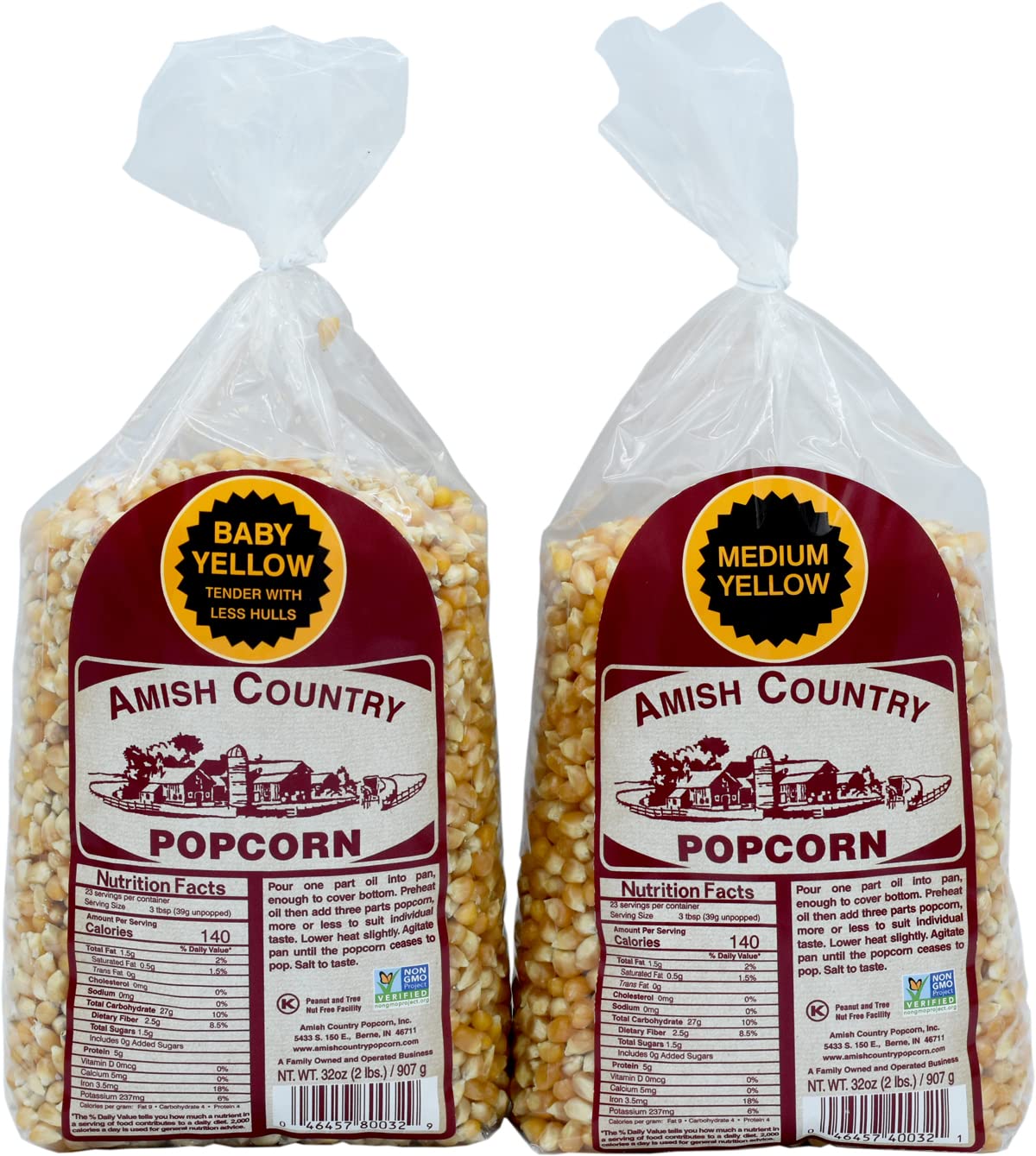 2 Lb Baby Yellow & 2 Lb Medium Yellow Kernels | Old Fashioned by Amish Country Popcorn – 2 Count (Pack of 1), Model FD-TVXX-0BHV(A)